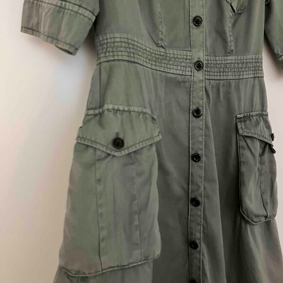 Anthropologie Olive Green Midi Swing Dress Size 2 - Picture 4 of 5